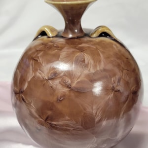 Jerry Davis Yellow Springs keramik kristallin glasyrvas signerad 1984 Studio Art Pottery Bud vas handgjord keramik samlarobjekt