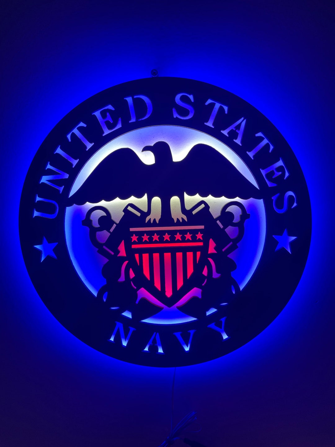 United States Navy Metal Led Wall Sign, US Armed Forces Wall Art, US ...
