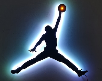 Michael Jordan Jumpman Metal Led Wall Sign, RGB Metal Wall Led Decor, NBA Legend Led Sign, Gift for Boyfriend  Art, Game Room Decor