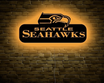 Seattle Hawks Led Sign,Wood Led Lighted, Mdf Wall Sign, Seattle Team Gift Sports team