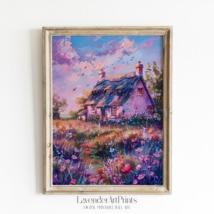 English Countryside Pink Cottage Printable Art Wildflower Digital Download Charming Wall Decor Gift for Home | 0201