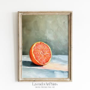 Grapefruit Art Printable Summer Painting Instant Download Kitchen Wall Decor Fruit Illustration Digital Print | 0184