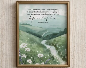 Jeremiah 29:11 For I know the plans I have for you Bible Verse Wall Art Christian Wall Art Digital Printable Scripture Christian Gift | 0027