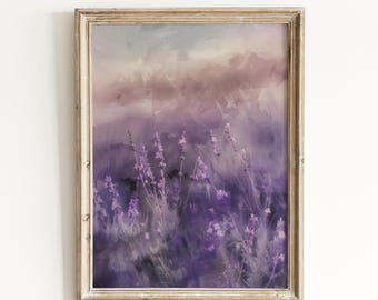 Abstract Lavender Field Print: Soft Purple Meadow Landscape | 0199