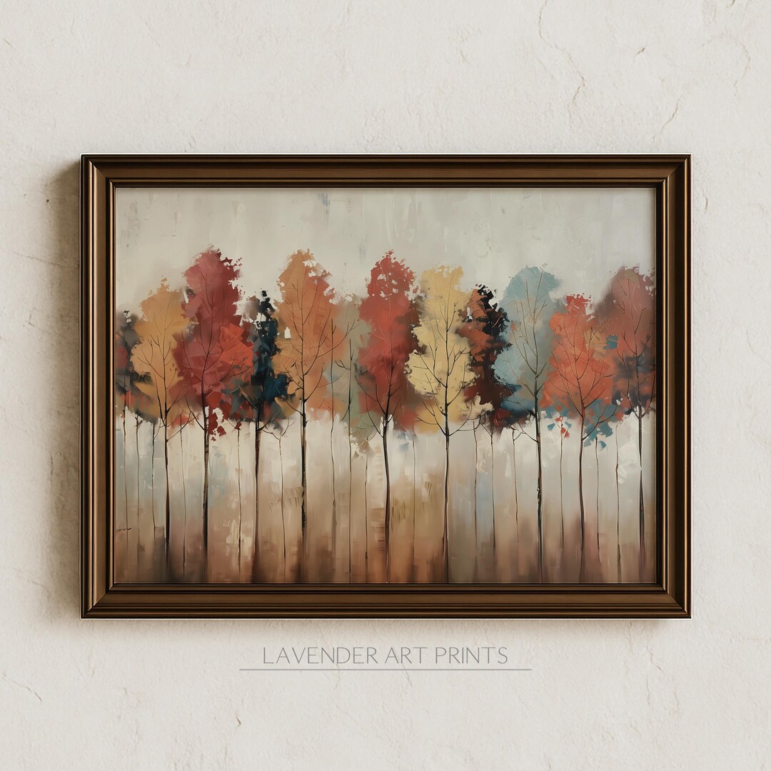 Muted Fall Abstract Abstract Fall Trees Art Print: Muted Autumn Colors | 0250 - Etsy