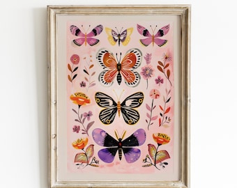 Butterfly Nursery Decor: Whimsical Girls Room Wall Art | 0045