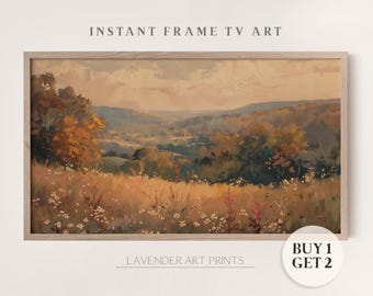 Samsung Frame tv-kunst, herfstlandschapsschildering tv-kunstwerk, herfstmuurdecoratie | TV0215