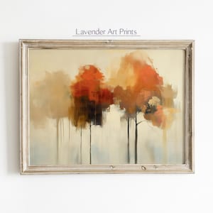 Abstract Fall Tree Art Print: Muted Autumn Colors | 0249