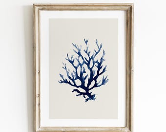 Coral Coastal Illustration: Beach Home Decor Art Print | 0154