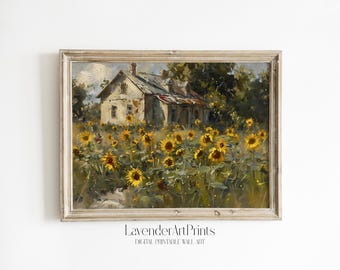 Sonnenblume Bauernhaus Vintage druckbare Kunst rustikale Dekoration digitaler Download | 0122