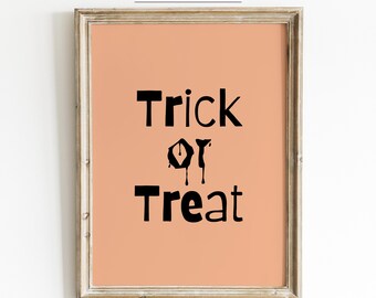 Trick or Treat Halloween Sign: Bright Orange Poster | 0252