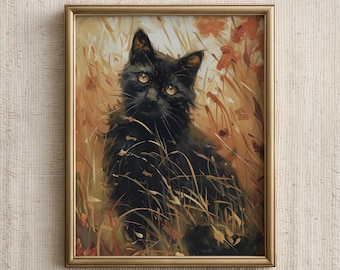 Black Cat Painting // Stampa di giclee // Black Cat // Colore