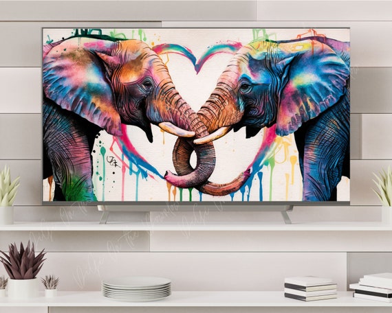 Elephant Embrace - Colorful Love Heart Trunks Digital Art - Etsy