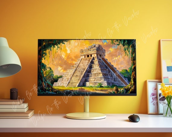 Ancient Chichen Itza Pyramid TV Frame Art - Majestic Mayan Ruins