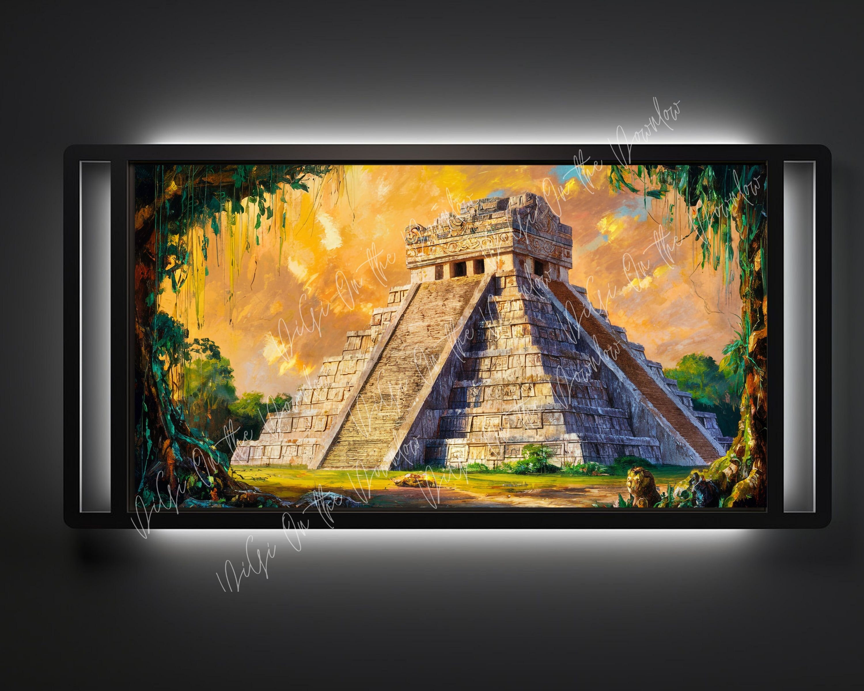 Ancient Chichen Itza Pyramid TV Frame Art - Majestic Mayan Ruins