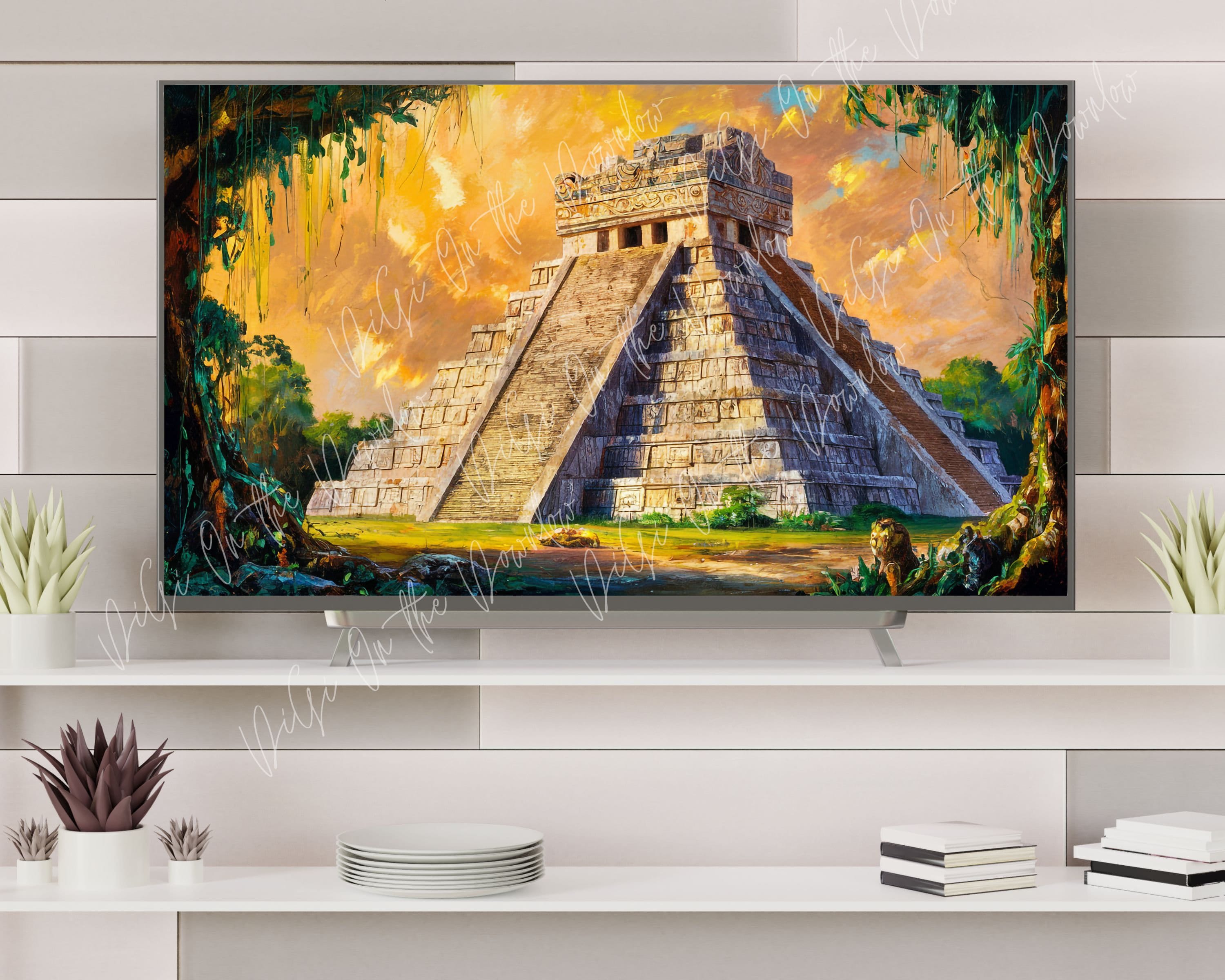 Ancient Chichen Itza Pyramid TV Frame Art - Majestic Mayan Ruins