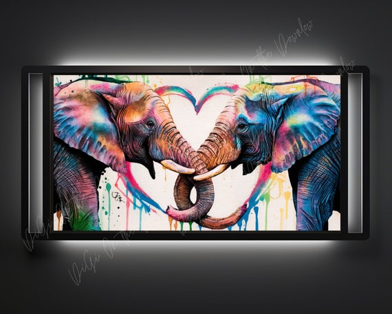 Elephant Embrace - Colorful Love Heart Trunks Digital Art - Etsy