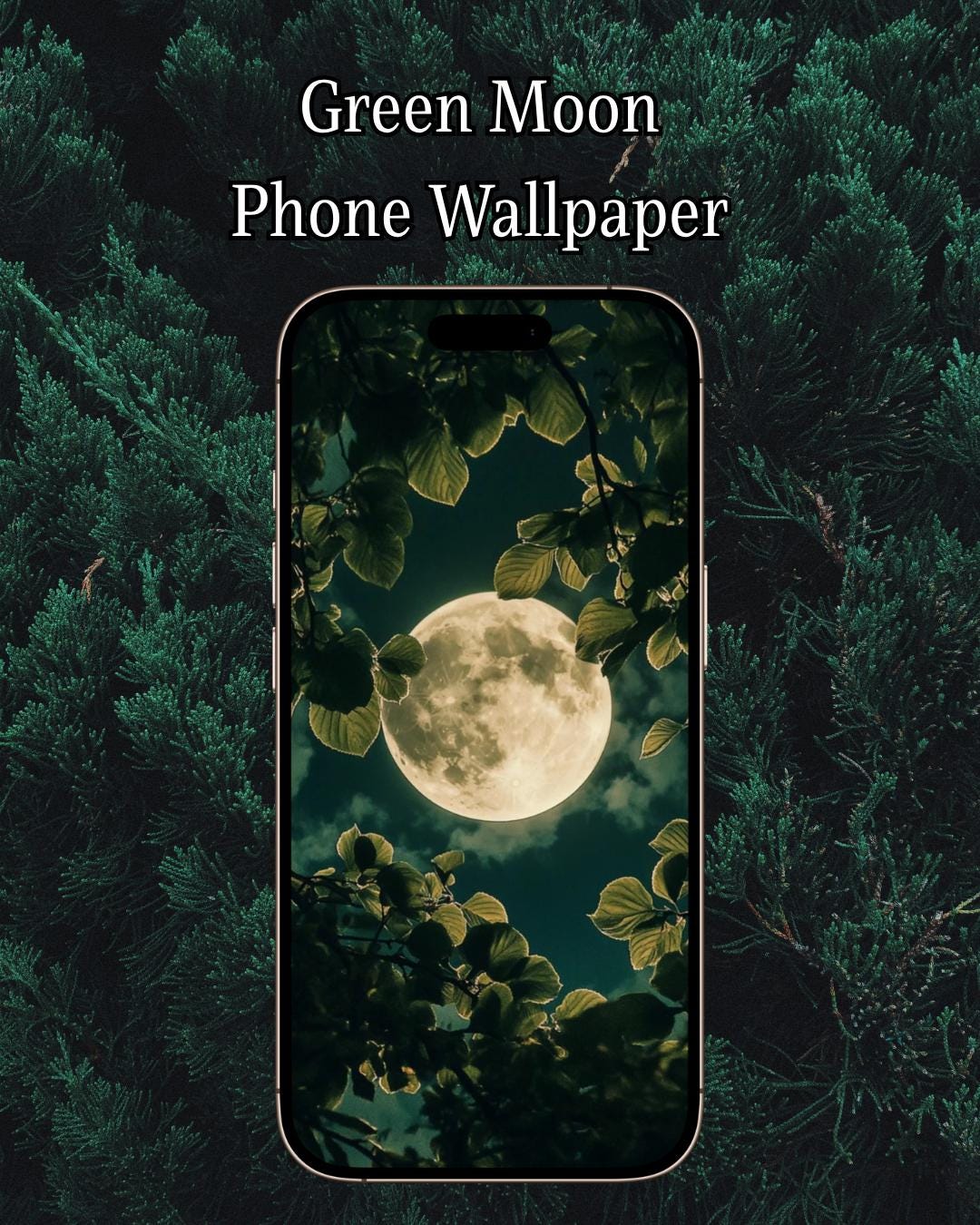 Green Moon - Phone Wallpaper - Etsy