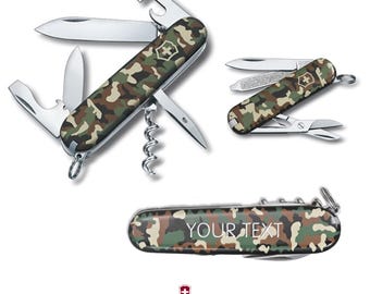 Camuflaje personalizado de navaja suiza Victorinox / Grabado deseado / Regalo / Herramienta de supervivencia Navaja suiza / Llavero
