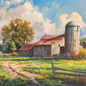 Samsung Tv Frame Art Summer Farm Decor Old Barn And Silo