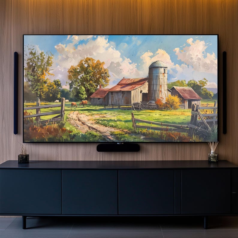 Samsung Tv Frame Art Summer Farm Decor Old Barn And Silo