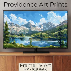 Samsung TV Frame Art - Mountain Scenery - National Park - Alpine Lake And Mountains - Landscape - Painting - Digital Download - Trees - TV37