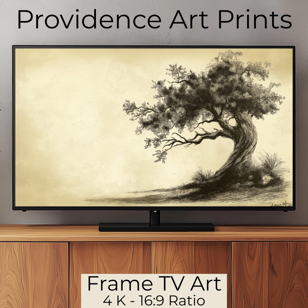 Samsung TV Frame Art - Large Tree in Field - Meadow - Vintage Farmhouse ...