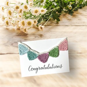 Tarjeta de felicitaciones hecha a mano con elementos de crochet tamaño A6 incluye sobre