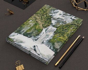 Lined Page Notebook Pacific Northwest Waterfall Hardcover Journal Painted Oregon Waterfall Notebook Travel Hiking National Parks Notepad