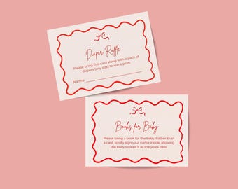 Books for Baby and Diaper Raffle Card Template, Baby Shower Insert Cards, Canva Template, HDI21