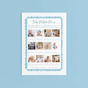 Juego de combinación de hitos para bebés, actividad para la fiesta del primer cumpleaños, tema de One Silly Goose, juego de hitos con fotos editables, plantilla de Canva, OSG