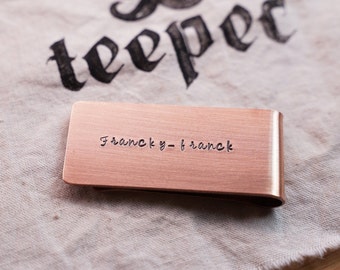 Personalized Copper Money Clip for Him, Copper anniversary, Personalized, Hand stamped, Monogram money clip, Money clip, Initials money clip