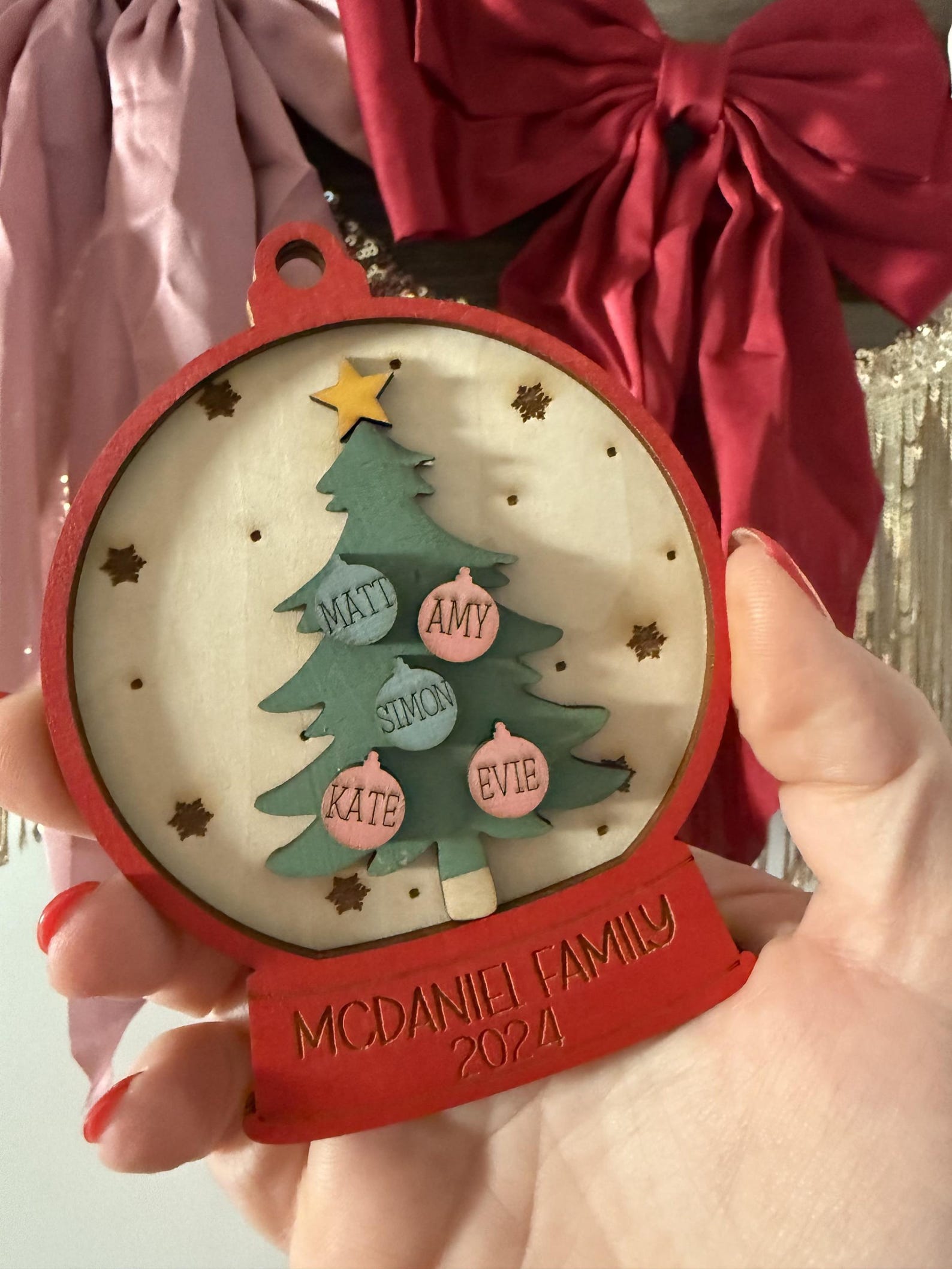 Snow Globe Family Ornament 2024 Custom Ornament Gift for Family