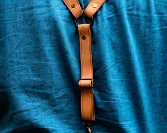 Leather Bushcraft Suspenders – Handmade Shoulder Harness for Belt | Hunting, Survival, Camping & Load-Bearing Gear