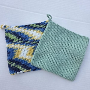 Double Thick Crochet Pot Holders, Solid and Ombre Cotton Hot Pads, Singles & Sets