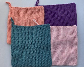 Doppelt dicke Baumwolltopflappen einfarbig, gehäkeltes Küchenset, hitzebeständig