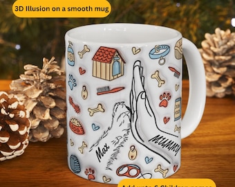 Custom dog mug for dog lover gift, personalised mug with names, dog mum gift, puppy owner