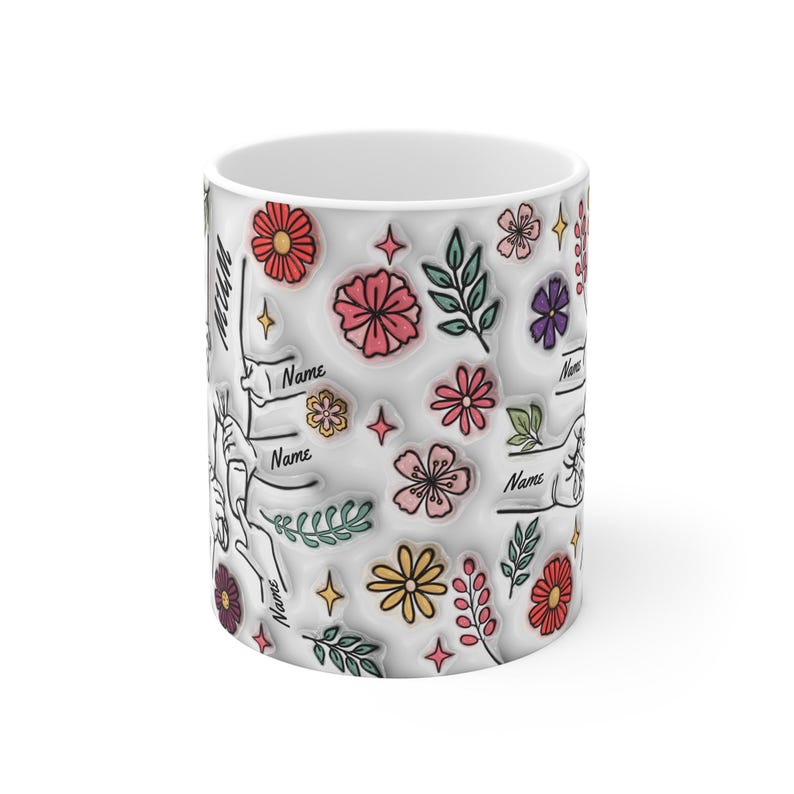 Personalised mug for her, Holding Hands Mug, 3D Inflated Effect Printed Mug, Mothers day gift, birthday gift for Nanny, valentines gift image 8