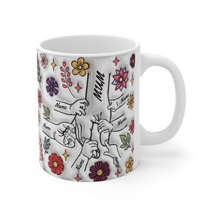 Personalised mug for her, Holding Hands Mug, 3D Inflated Effect Printed Mug, Mothers day gift, birthday gift for Nanny, valentines gift image 4