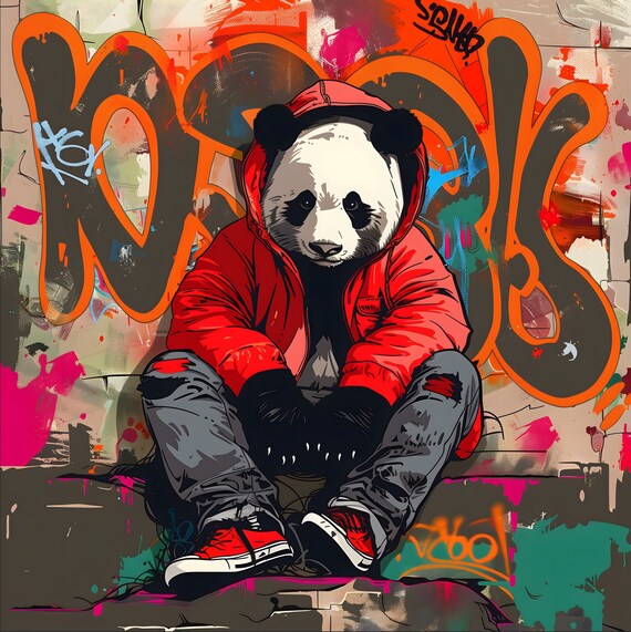 Urban Panda: Street Art Digital Print For Home And Office