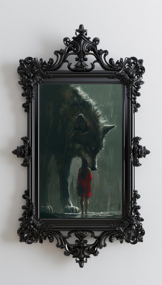 Red's Guardian: Modern Riding Hood Canvas Print Art for Home Or office