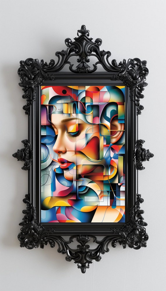 Mosaic Mind: Abstract Portrait Canvas Art Print For Home Or Office