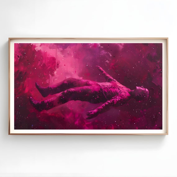 Astral Drift: Magenta Cosmos Canvas Art Print for home and office