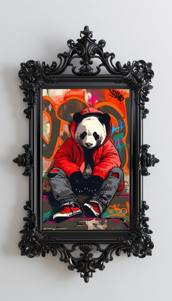 Urban Panda: Street Art Canvas Print For Home And Office