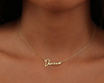 925K Sterling Silber Halskette mit Namen-Zarte Name Halskette-Benutzerdefinierte Handschrift Name Schmuck-Typenschild Halskette-Geschenke für Mama-Geschenke für Sie