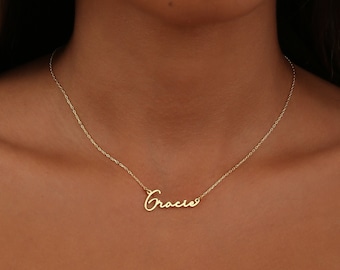 Gepersonaliseerde handgemaakte naam ketting-sierlijke script naam ketting-naamplaatje ketting-gepersonaliseerde sieraden-kleine naam ketting-cadeau voor hem