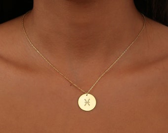 Personalisierte Sternzeichen Anhänger-benutzerdefinierte zierliche Astrologie Halskette-Kreis Sternzeichen Halskette-Horoskop Münze Schmuck-Geschenk für Mutter für sie