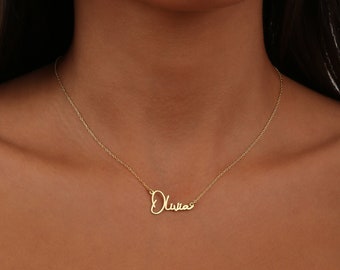 Collar personalizado con nombre de guión, collar con nombre personalizado con escritura a mano, joyería con nombre personalizado, regalo perfecto para el día de su madre