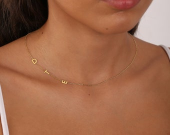 Sideway Initials Letter Necklace-Personalized Letter Jewelry-Minimalist Necklace with Letter-Initials Letter Jewelry-Necklace for Women