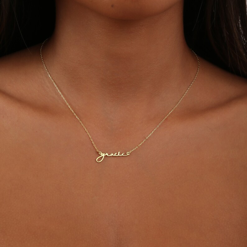 14K Personalized Script Name Necklace With Solid Goldlowercase Name